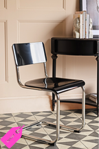 Chaise de salle à manger incurvée d'inspiration rétro en noir - SECONDS