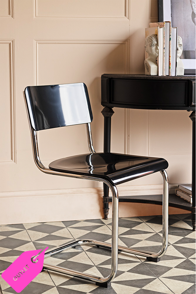 Chaise de salle à manger incurvée d'inspiration rétro en noir - SECONDS