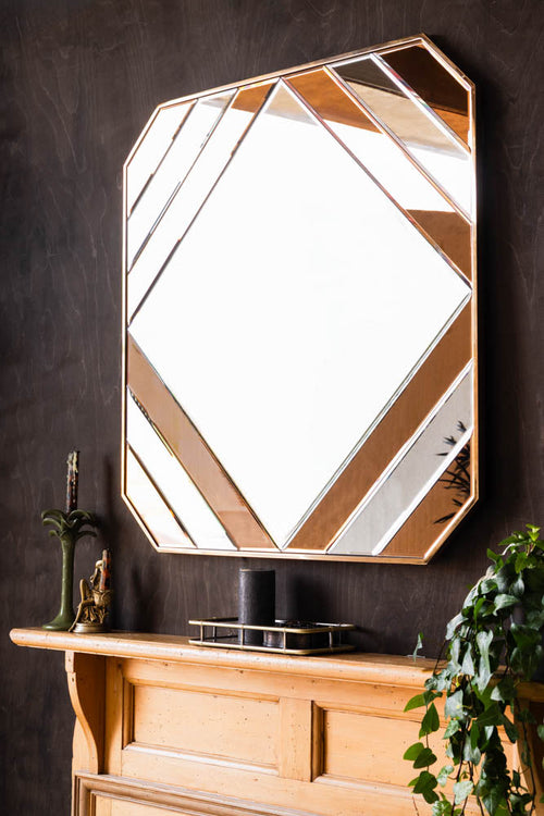 Miroir mural en cuivre inspiré des années 70