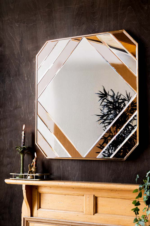 Miroir mural en cuivre inspiré des années 70