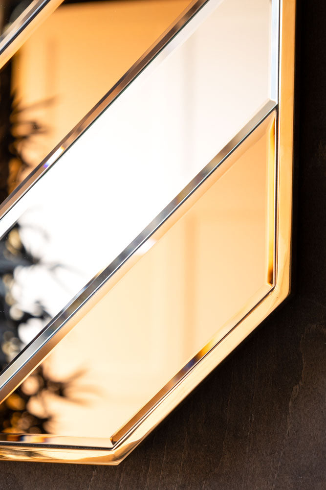 Miroir mural en cuivre inspiré des années 70