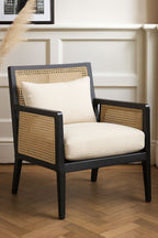 Fauteuil artisanal avec cadre en bois crème