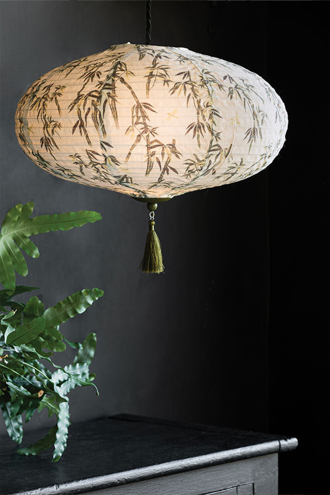 Abat-jour Easyfit en bambou et pompon vert