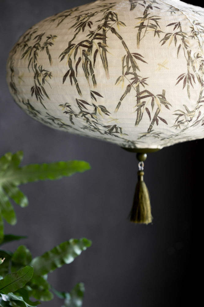 Abat-jour Easyfit en bambou et pompon vert
