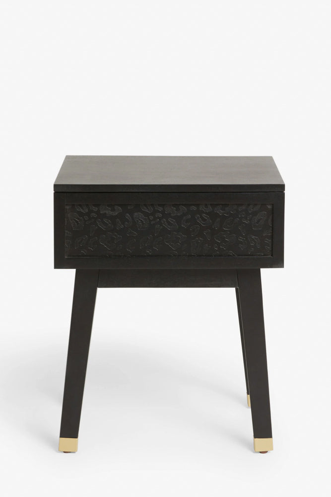 Table de chevet à imprimé léopard noir