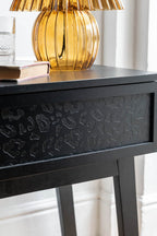 Table de chevet à imprimé léopard noir