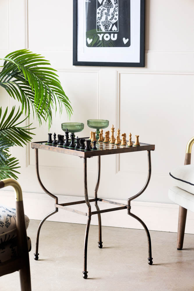 Table d'appoint d'échecs effet bronze