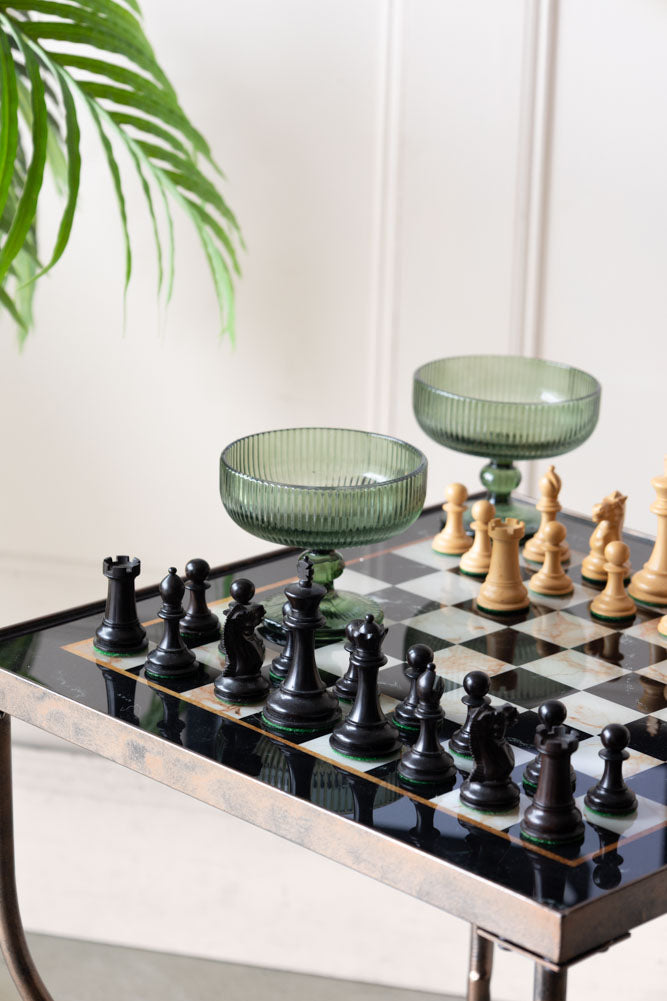 Table d'appoint d'échecs effet bronze