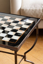 Table d'appoint d'échecs effet bronze