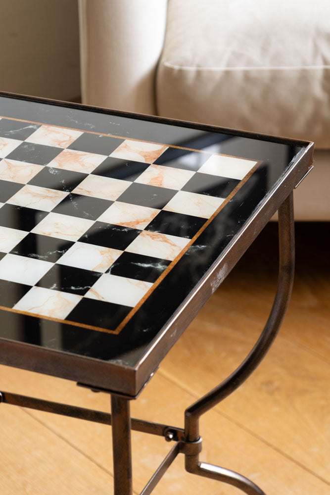 Table d'appoint d'échecs effet bronze
