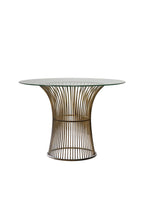 Table à manger ronde en bronze et verre