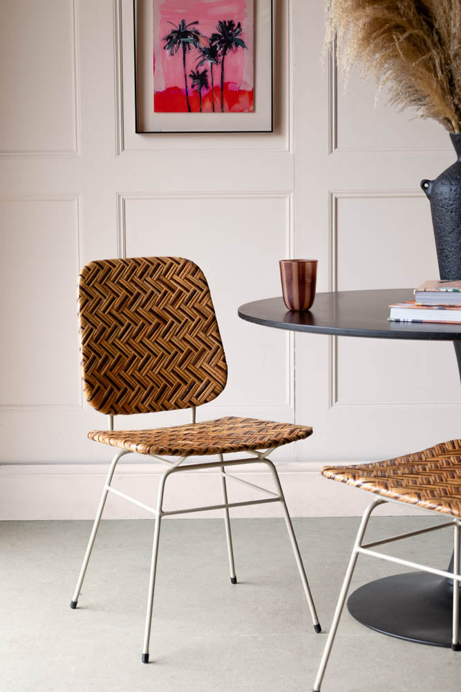 Chaise de salle à manger en rotin tressé