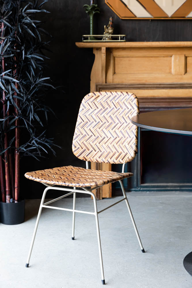 Chaise de salle à manger en rotin tressé