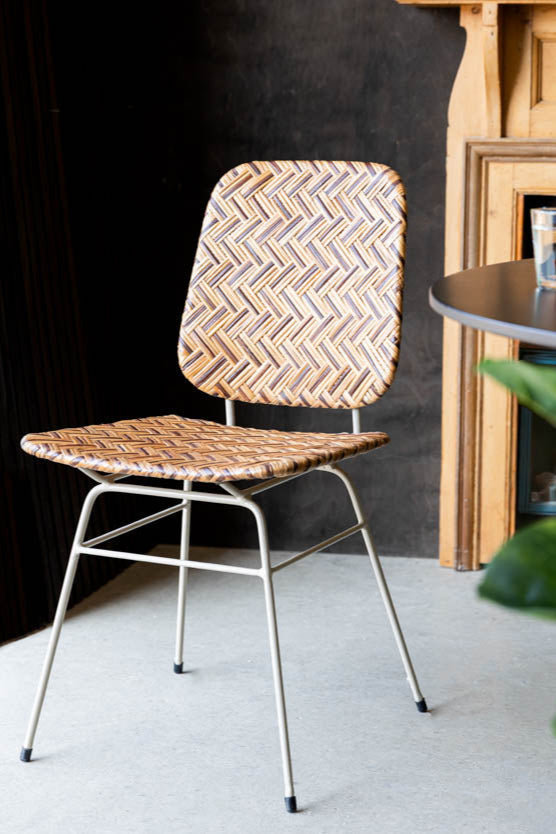 Chaise de salle à manger en rotin tressé