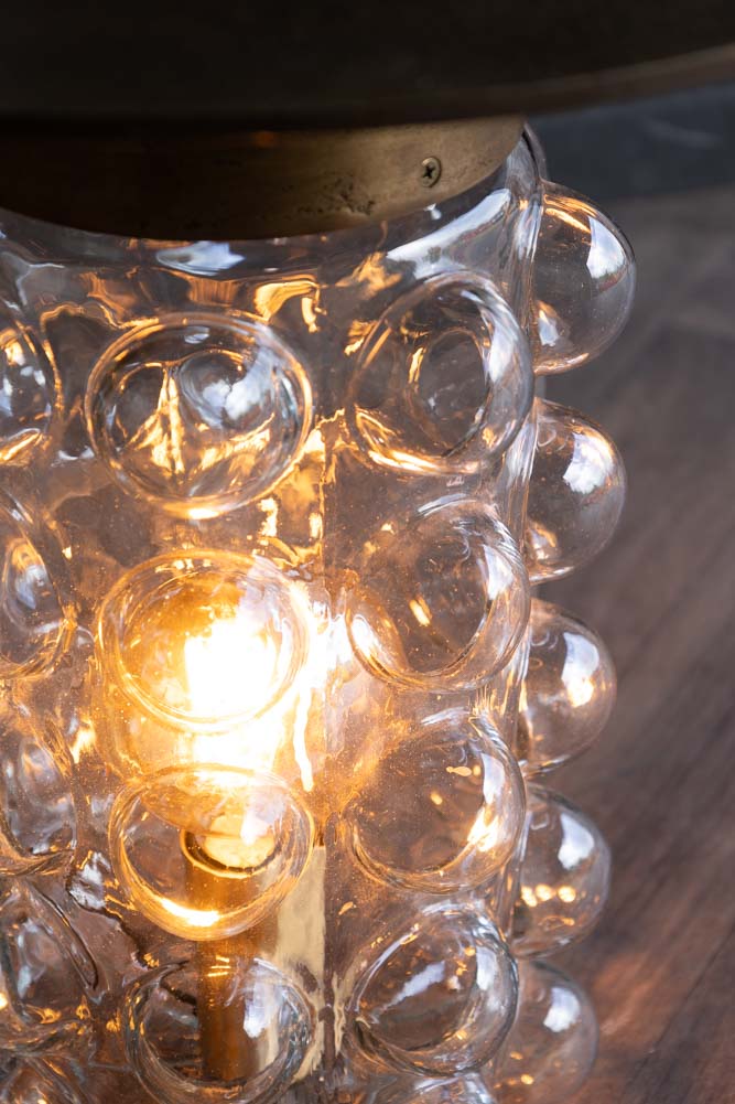 Table d'appoint et lampadaire en verre à bulles