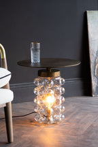 Table d'appoint et lampadaire en verre à bulles