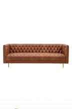 Canapé 3 places Chesterfield en cuir marron antique
