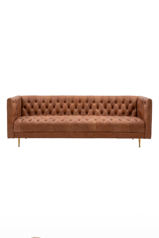 Canapé 3 places Chesterfield en cuir marron antique