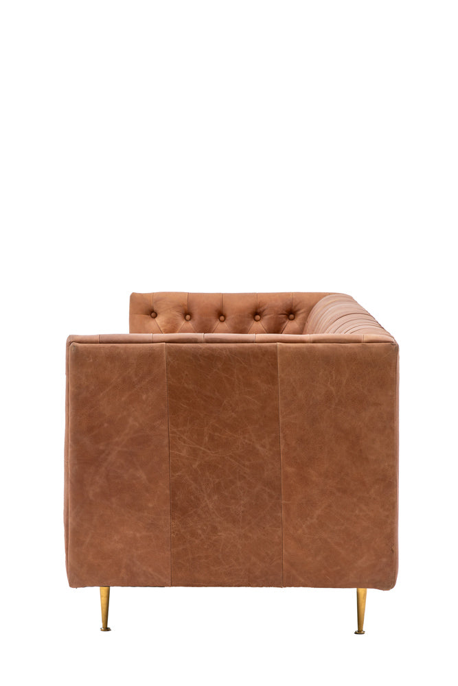 Canapé 3 places Chesterfield en cuir marron antique