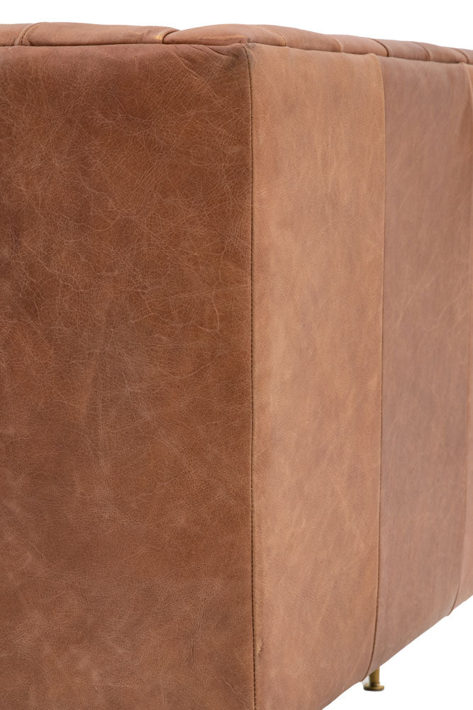 Canapé 3 places Chesterfield en cuir marron antique