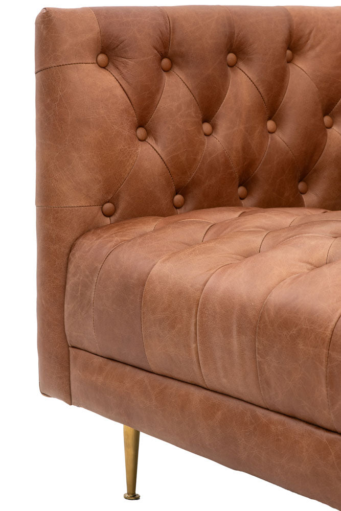 Canapé 3 places Chesterfield en cuir marron antique