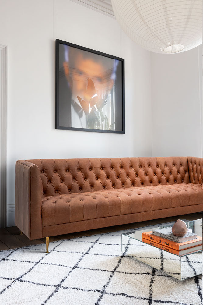 Canapé 3 places Chesterfield en cuir marron antique