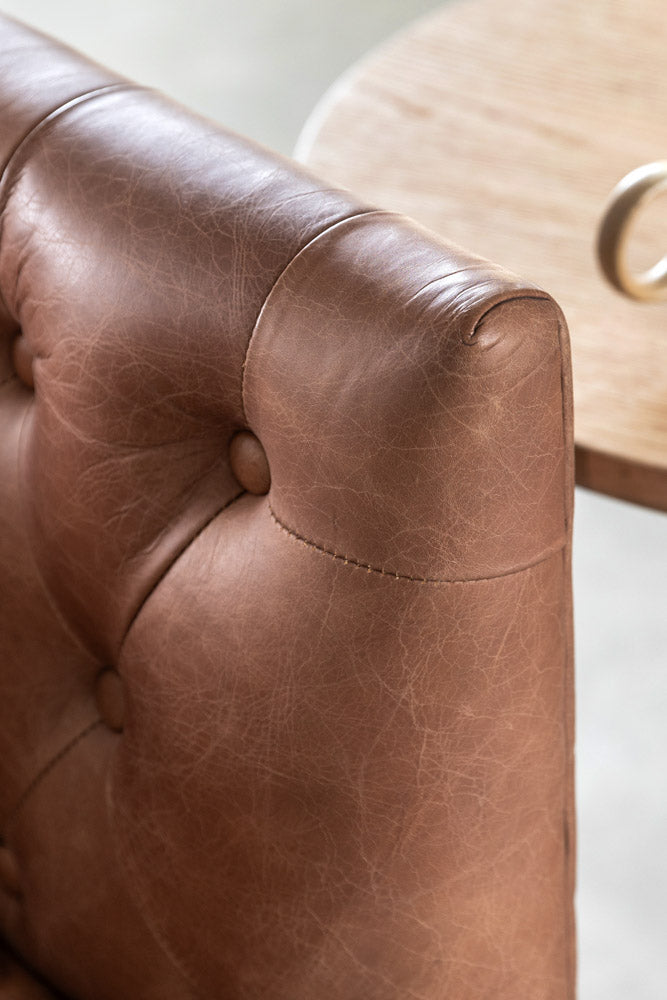 Canapé 3 places Chesterfield en cuir marron antique