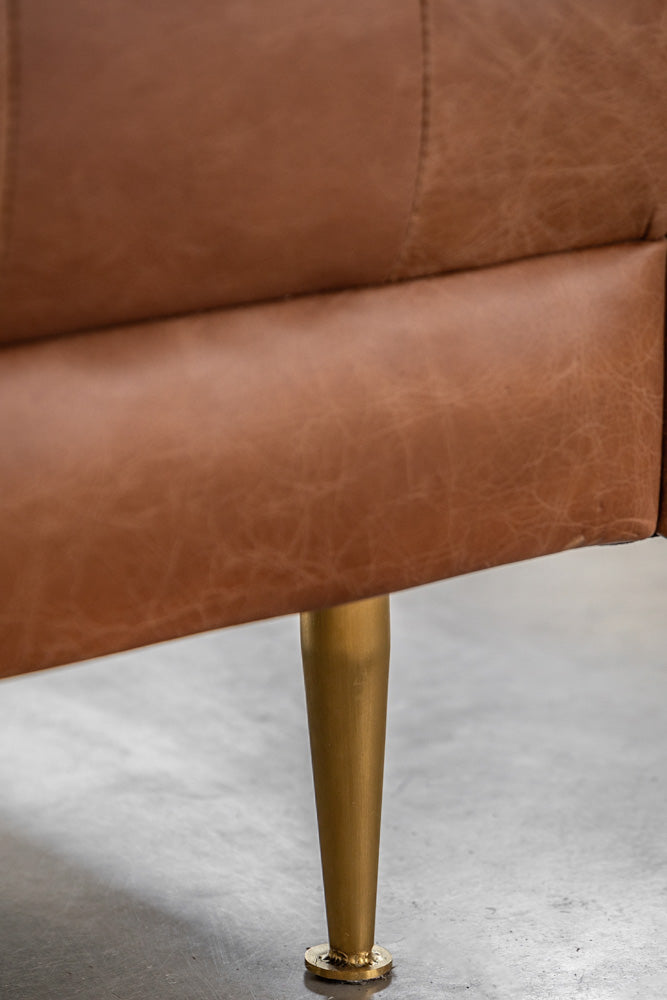 Canapé 3 places Chesterfield en cuir marron antique