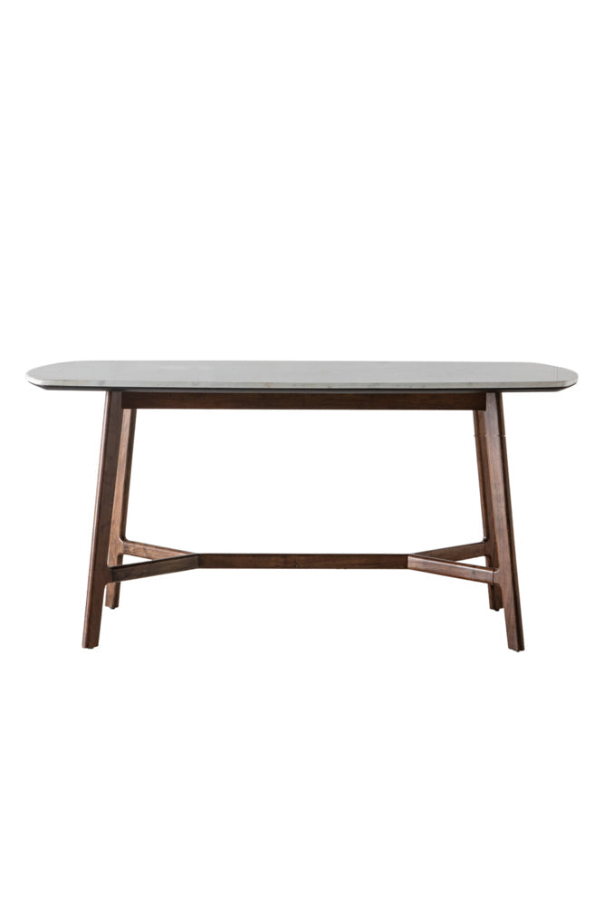 Table à manger courbée en acacia et marbre