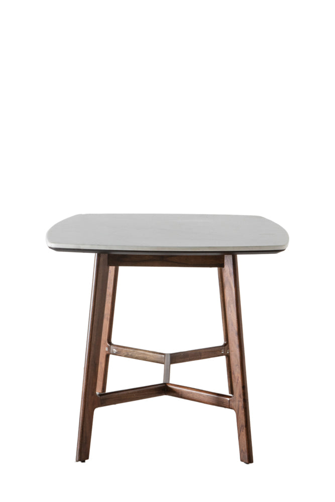 Table à manger courbée en acacia et marbre