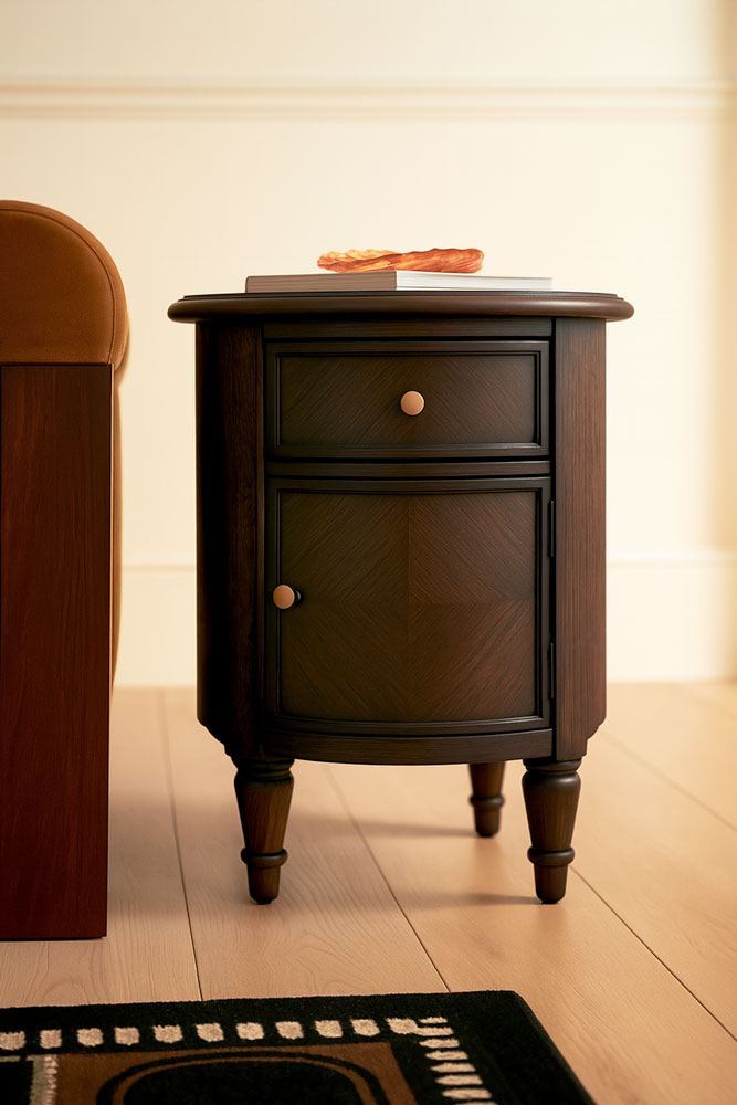 Table d'appoint en bois marron foncé