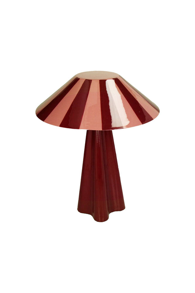 Lampe de table à rayures rouge foncé