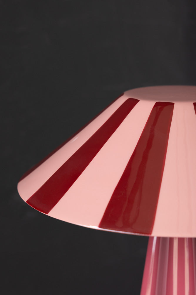 Lampe de table à rayures rouge foncé