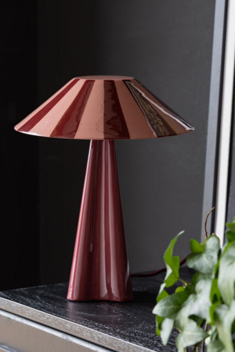 Lampe de table à rayures rouge foncé
