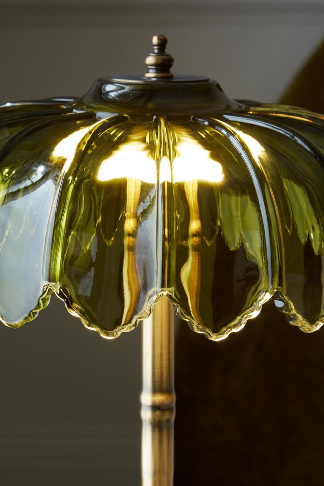 Lampe de table désertique dorée et verte