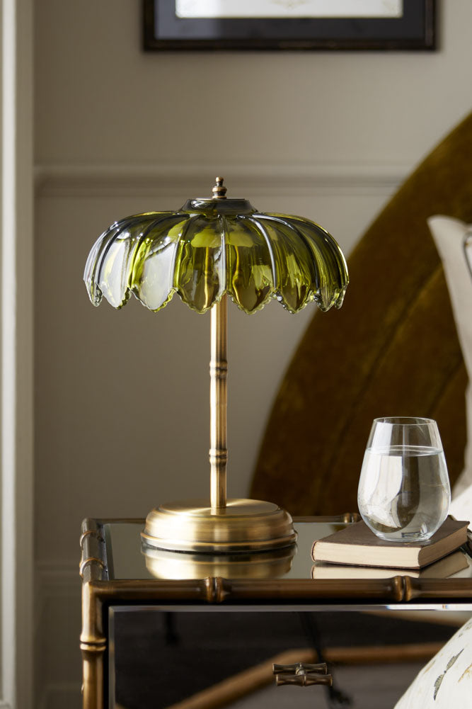 Lampe de table désertique dorée et verte
