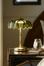 Lampe de table désertique dorée et verte