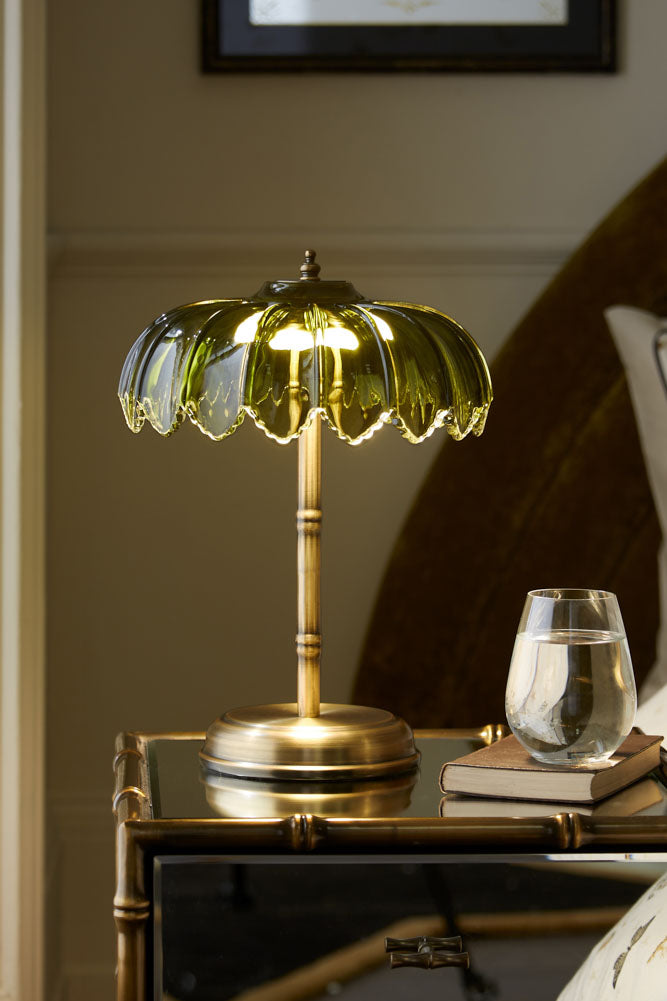 Lampe de table désertique dorée et verte