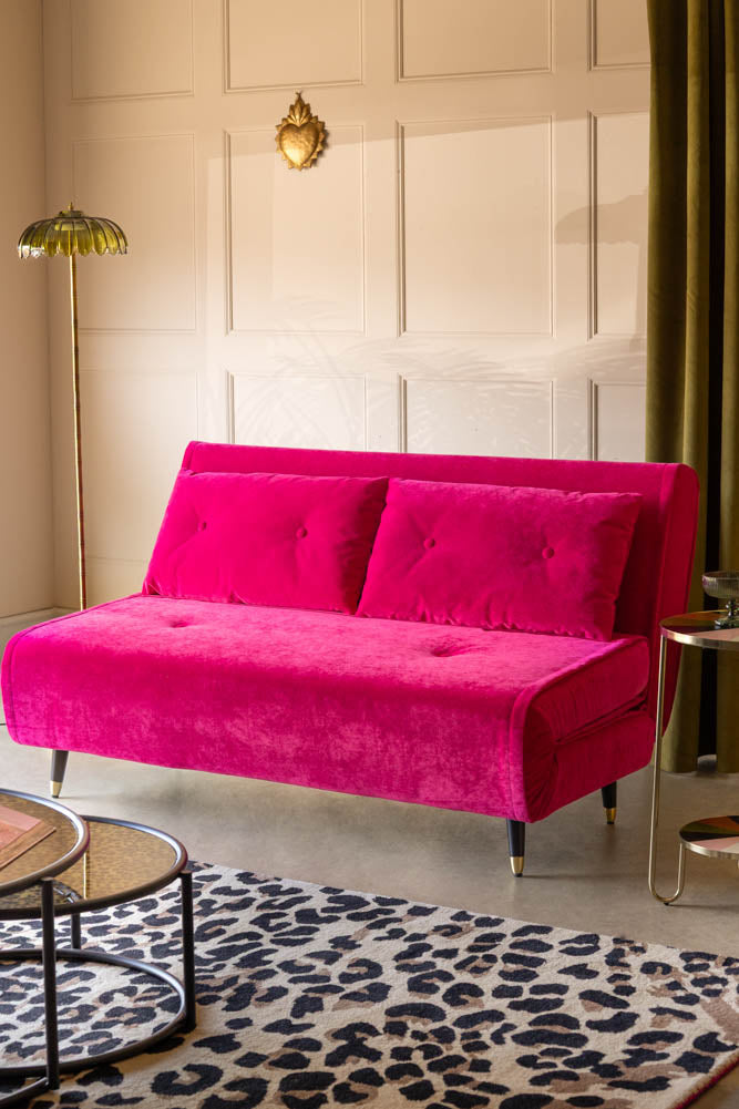 Grand canapé-lit 2 places Mabel en velours côtelé de luxe Harry's Pink