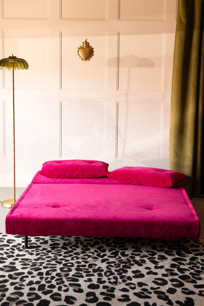 Grand canapé-lit 2 places Mabel en velours côtelé de luxe Harry's Pink