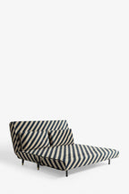 Grand canapé-lit 2 places Mabel en velours Studio Stripe sable et noir