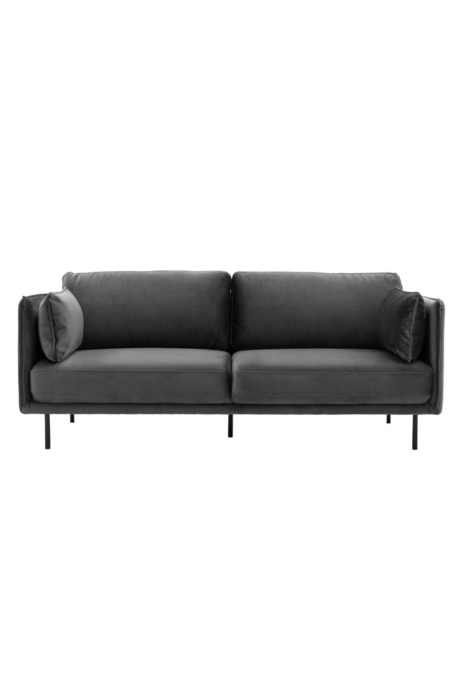 Canapé 3 places moderne en velours gris anthracite