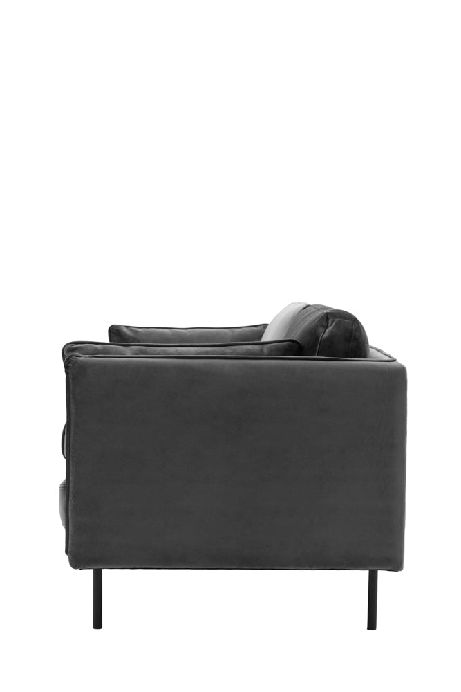 Canapé 3 places moderne en velours gris anthracite
