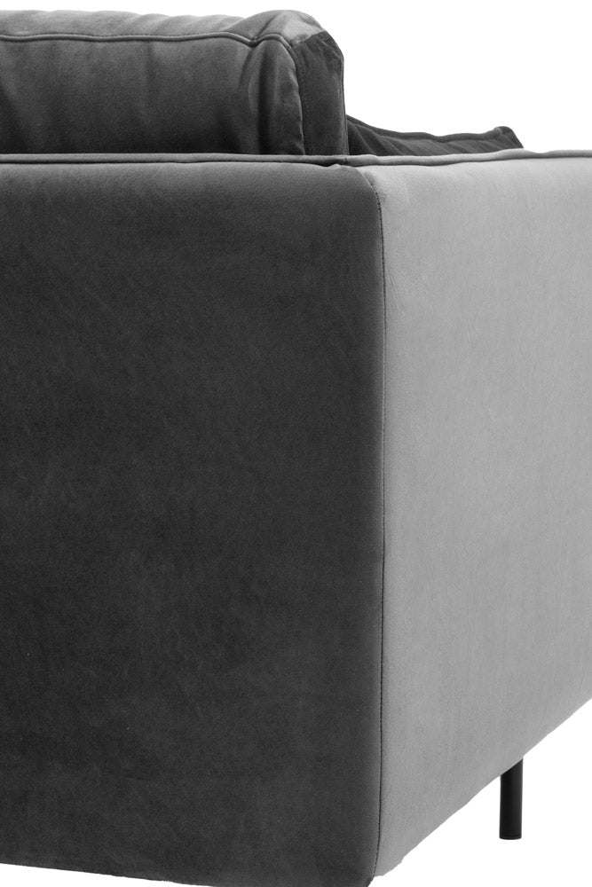 Canapé 3 places moderne en velours gris anthracite