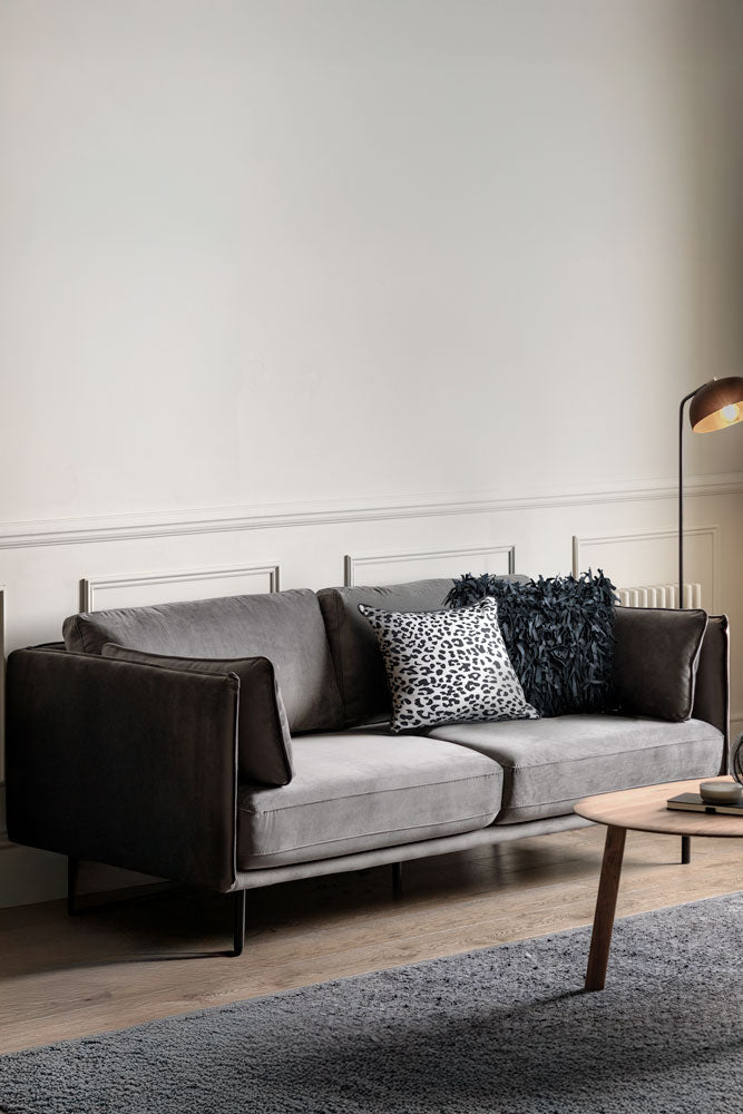 Canapé 3 places moderne en velours gris anthracite