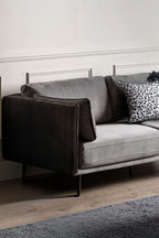 Canapé 3 places moderne en velours gris anthracite