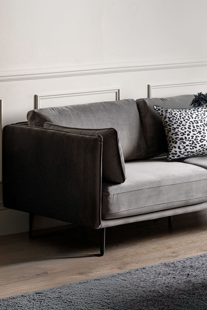 Canapé 3 places moderne en velours gris anthracite