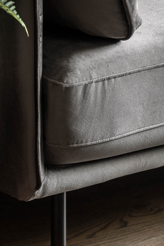 Canapé 3 places moderne en velours gris anthracite