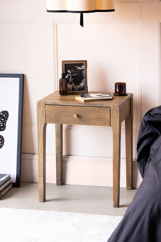 Table de chevet en bois naturel
