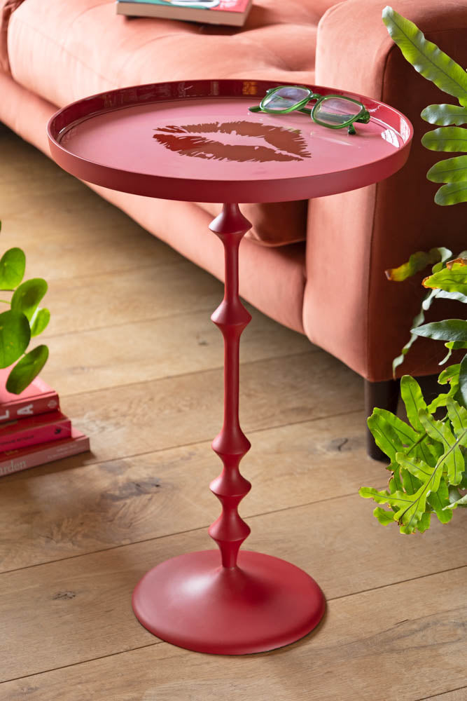Table d'appoint à lèvres roses